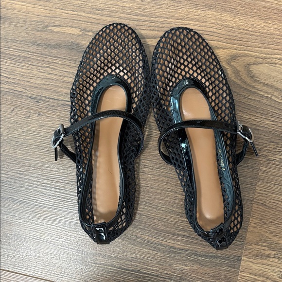 Black Mesh Mary Jane Flats - Picture 2 of 2